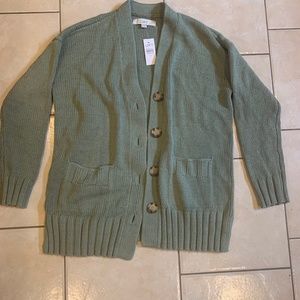 NWT LOFT RELAXED V-NECK CARDIGAN Olive/Green XS